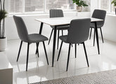 Riga White 1.3 m Table W/Grey PU 611 Chairs